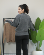 Premium Bisiklet Yaka Yumuşak Dokulu Triko Standart - antrasit