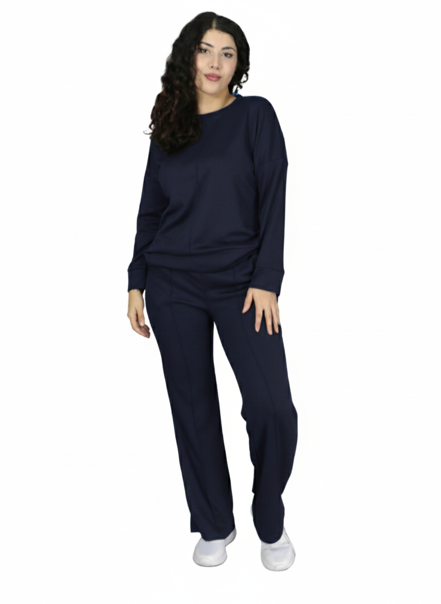 Yumuşak Dokulu Modal Kumaş Alt Üst Çıma Detay Alt Üst Takım M - lacivert