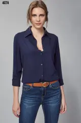 %100 Viskon Yumuşacık Premium Gömlek 36 - lacivert