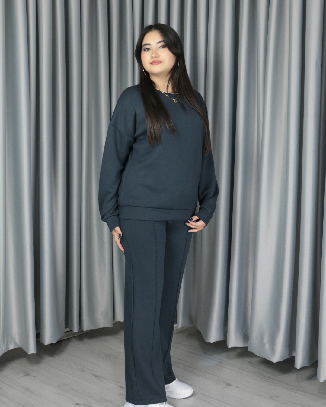 Yumuşak Dokulu Modal Kumaş Pantolonu Çımalı Alt Üst Takım M - füme