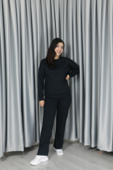 Kadın Yumuşak Dokulu Modal Kumaş Pantolonu Çımalı Basic Alt Üst Takım S - koyu lacivert