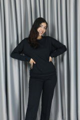 Kadın Yumuşak Dokulu Modal Kumaş Pantolonu Çımalı Basic Alt Üst Takım S - koyu lacivert