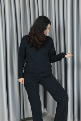 Kadın Yumuşak Dokulu Modal Kumaş Pantolonu Çımalı Basic Alt Üst Takım S - koyu lacivert