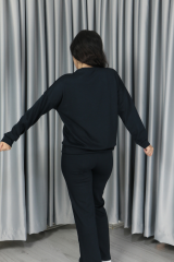 Kadın Yumuşak Dokulu Modal Kumaş Pantolonu Çımalı Basic Alt Üst Takım S - koyu lacivert