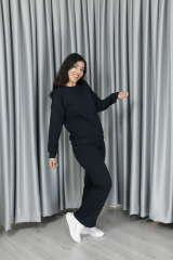 Kadın Yumuşak Dokulu Modal Kumaş Pantolonu Çımalı Basic Alt Üst Takım S - koyu lacivert