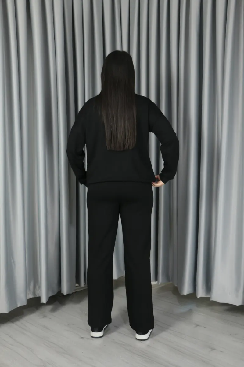 Kadın Yumuşak Dokulu Modal Kumaş Pantolonu Çımalı Basic Alt Üst Takım S - siyah