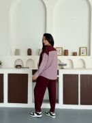 Gömlek Garnili Modal Alt Üst Takım bordo - M