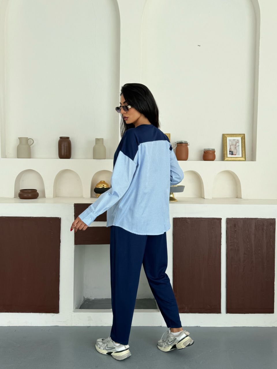 Gömlek Garnili Modal Alt Üst Takım lacivert - XL