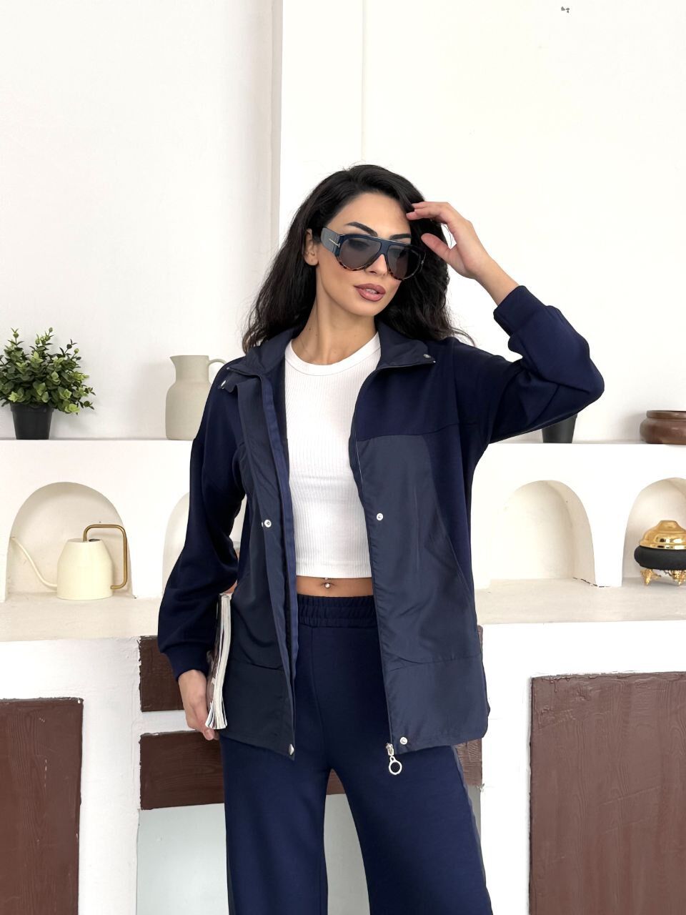 Paraşüt Ve Modal Kumaş Tasarım Takım XL - lacivert