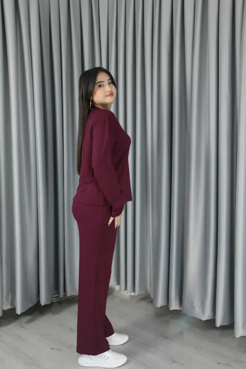 Yumuşak Dokulu Modal Kumaş Standart Basic Takım Standart - bordo