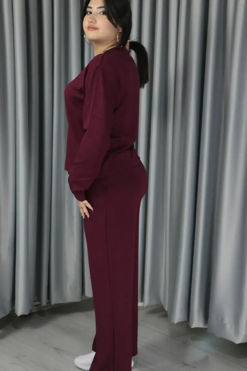 Yumuşak Dokulu Modal Kumaş Standart Basic Takım Standart - bordo