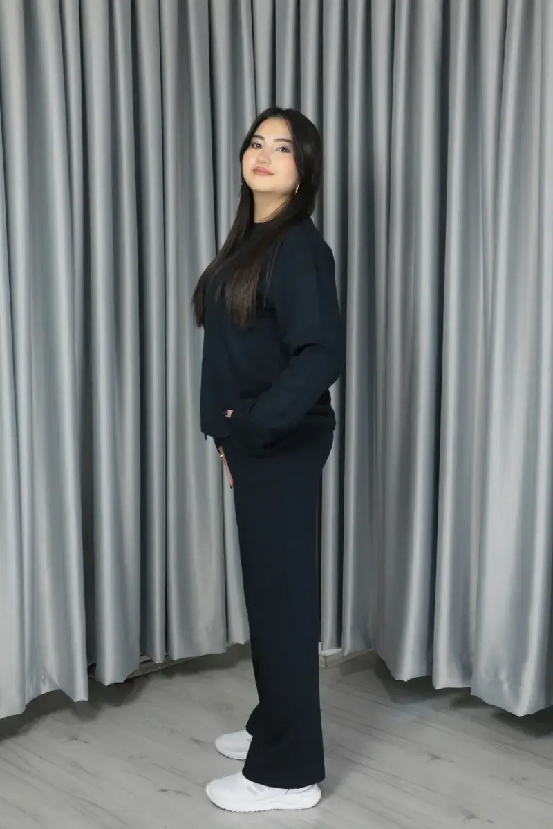 Yumuşak Dokulu Modal Kumaş Standart Basic Takım Standart - koyu lacivert