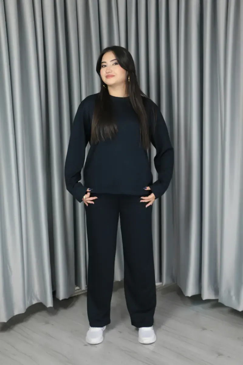 Yumuşak Dokulu Modal Kumaş Standart Basic Takım Standart - koyu lacivert