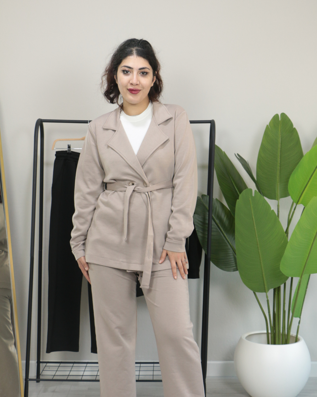 Premium Modal Kumaş Yumuşacık Dokulu Alt Üst Takım 44 - bej