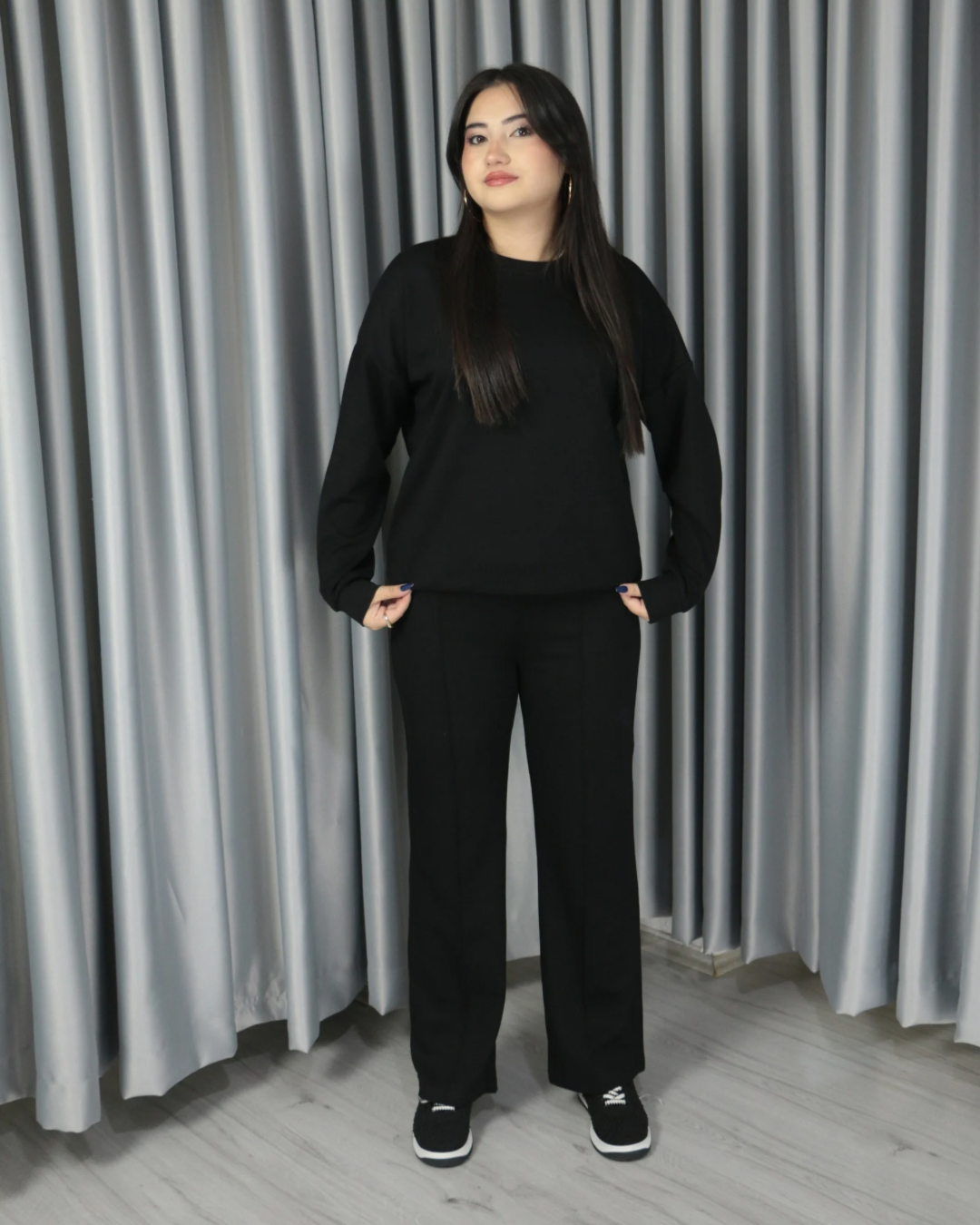 Yumuşak Dokulu Modal Kumaş Standart Basic Takım Standart - siyah