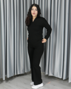 Modal dökümlü yumuşak dokulu polo yaka standart takım Standart - siyah