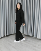 Modal dökümlü yumuşak dokulu polo yaka standart takım Standart - siyah