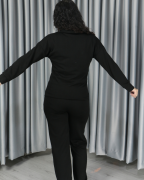 Modal dökümlü yumuşak dokulu polo yaka standart takım Standart - siyah