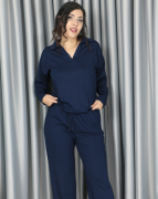 Modal dökümlü yumuşak dokulu polo yaka standart takım Standart - lacivert