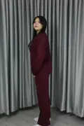 Modal Kumaş Pantolonu Çımalı Alt Üst Standart Takım Standart - bordo