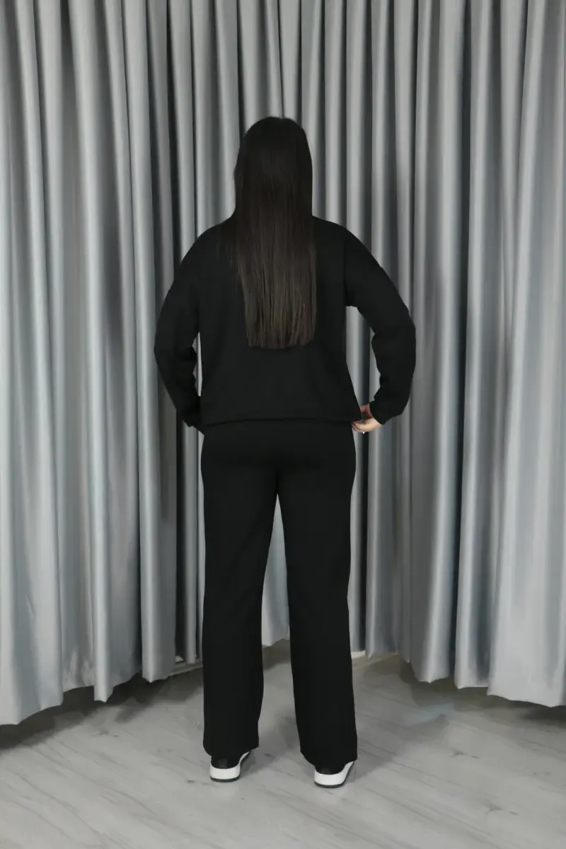 Modal Kumaş Pantolonu Çımalı Alt Üst Standart Takım Standart - siyah