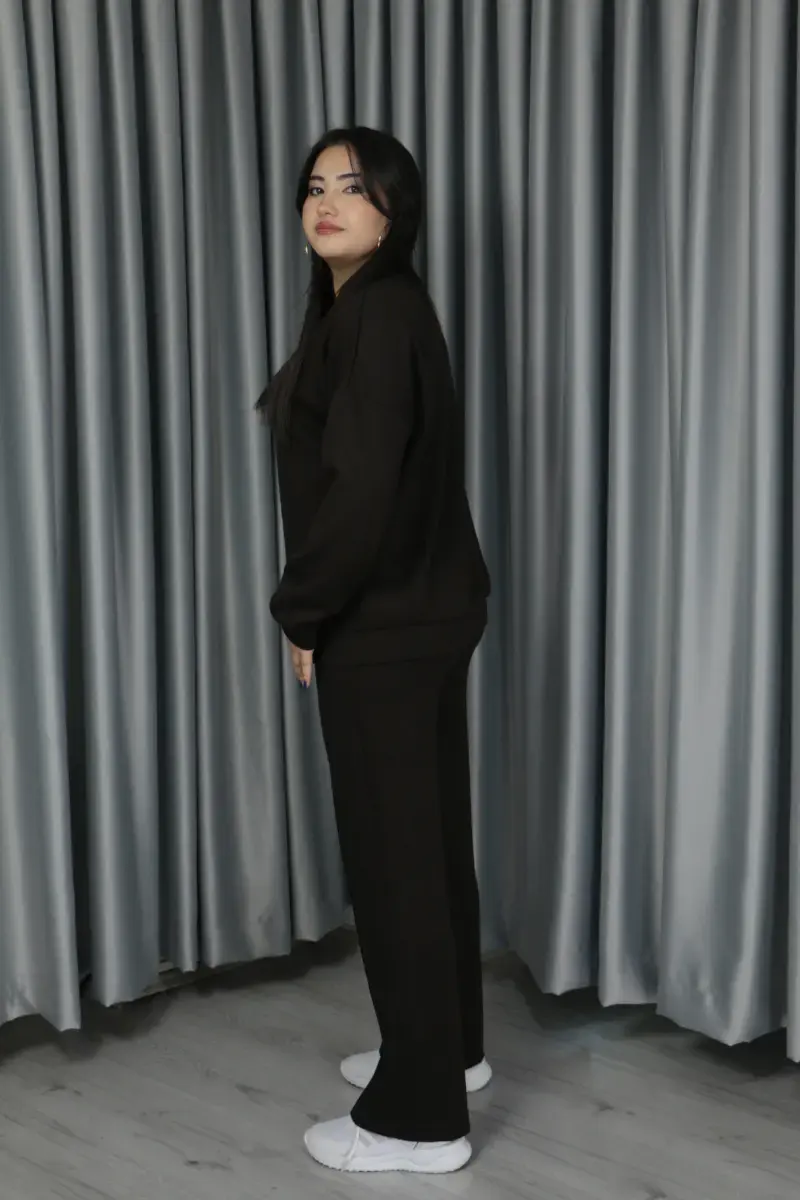 Modal Kumaş Pantolonu Çımalı Alt Üst Standart Takım Standart - acı kahve