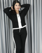 OYS Yarım Fermuarlı Bel Büzgülü Modal Alt Üst Takım XL - siyah