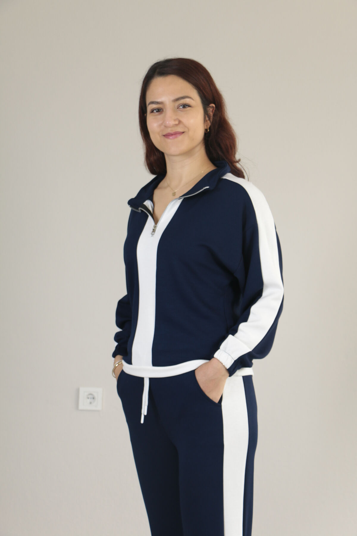 Yarım Fermuarlı Bel Büzgülü Modal Alt Üst Takım M - lacivert