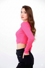 Full Likralı Yumuşak Dokulu Crop Body S - pembe