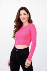 Full Likralı Yumuşak Dokulu Crop Body S - pembe