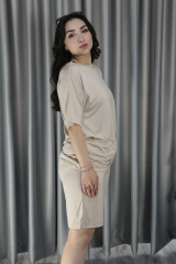 Kadın Modal Kumaş Premium Kalite Şortlu Takım S - krem