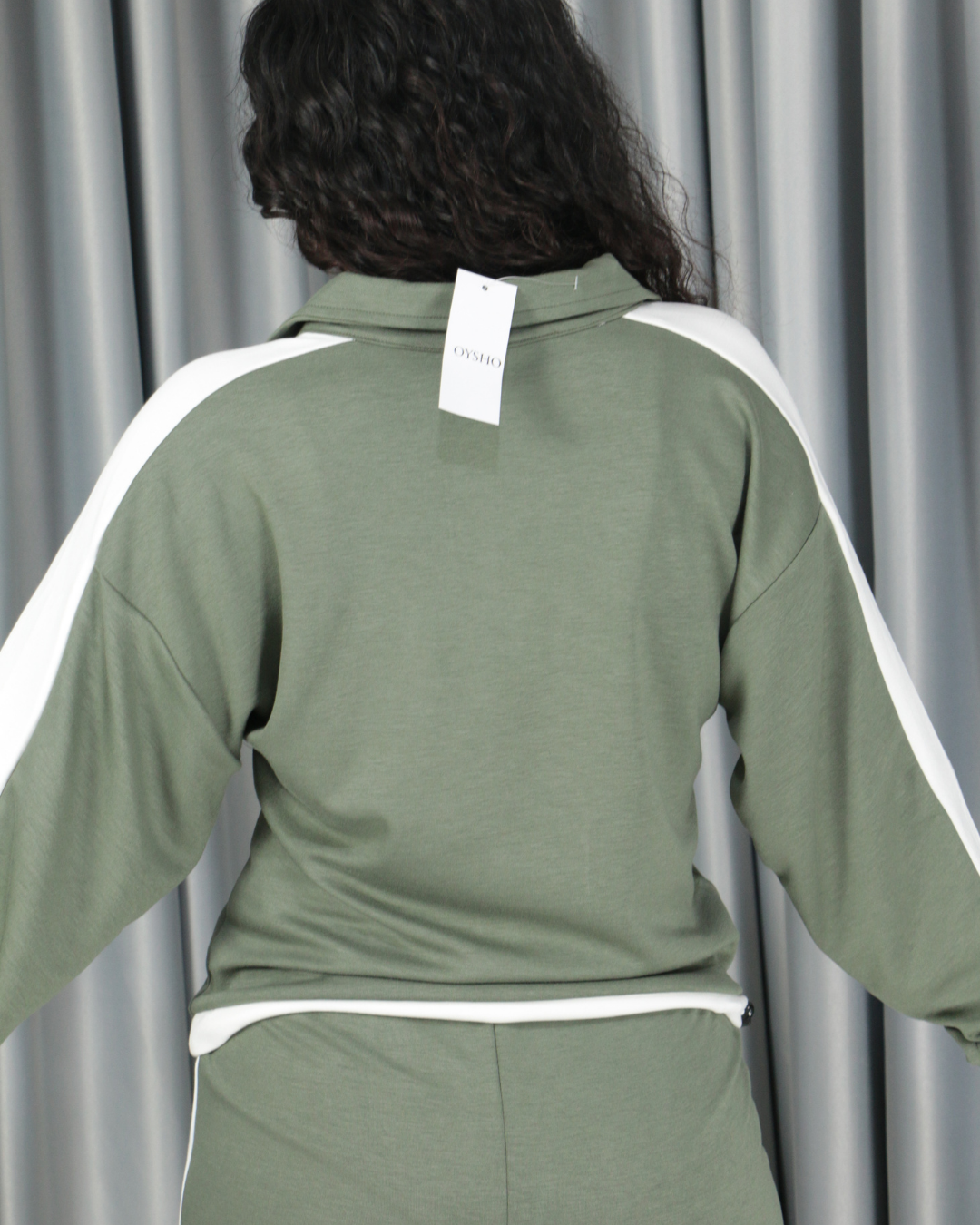 Yarım Fermuarlı Bel Büzgülü Modal Alt Üst Takım XL - haki