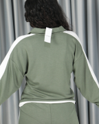 OYS Yarım Fermuarlı Bel Büzgülü Modal Alt Üst Takım XL - haki