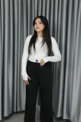 Kadın Full Likra Parmak Geçirmeli Slip Body Bluz XL - beyaz