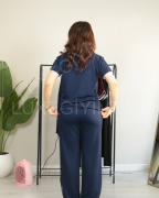 Modal Kumaş Polo Yaka Yanları Biye Detay Alt Üst Kadın Takım XL - lacivert