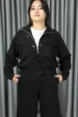 Kadın Pike Kumaş Dokulu Anti Alerjenik Pamuklu Premium Alt Üst Takım XL - siyah