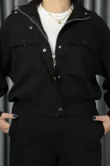 Kadın Pike Kumaş Dokulu Anti Alerjenik Pamuklu Premium Alt Üst Takım XL - siyah