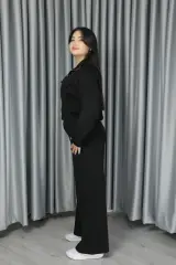 Kadın Pike Kumaş Dokulu Anti Alerjenik Pamuklu Premium Alt Üst Takım XL - siyah