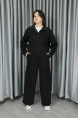 Kadın Pike Kumaş Dokulu Anti Alerjenik Pamuklu Premium Alt Üst Takım XL - siyah