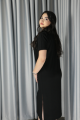 Kadın Modal Kumaş Yırtmaç Detaylı Elbise S - siyah