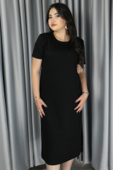 Kadın Modal Kumaş Yırtmaç Detaylı Elbise S - siyah