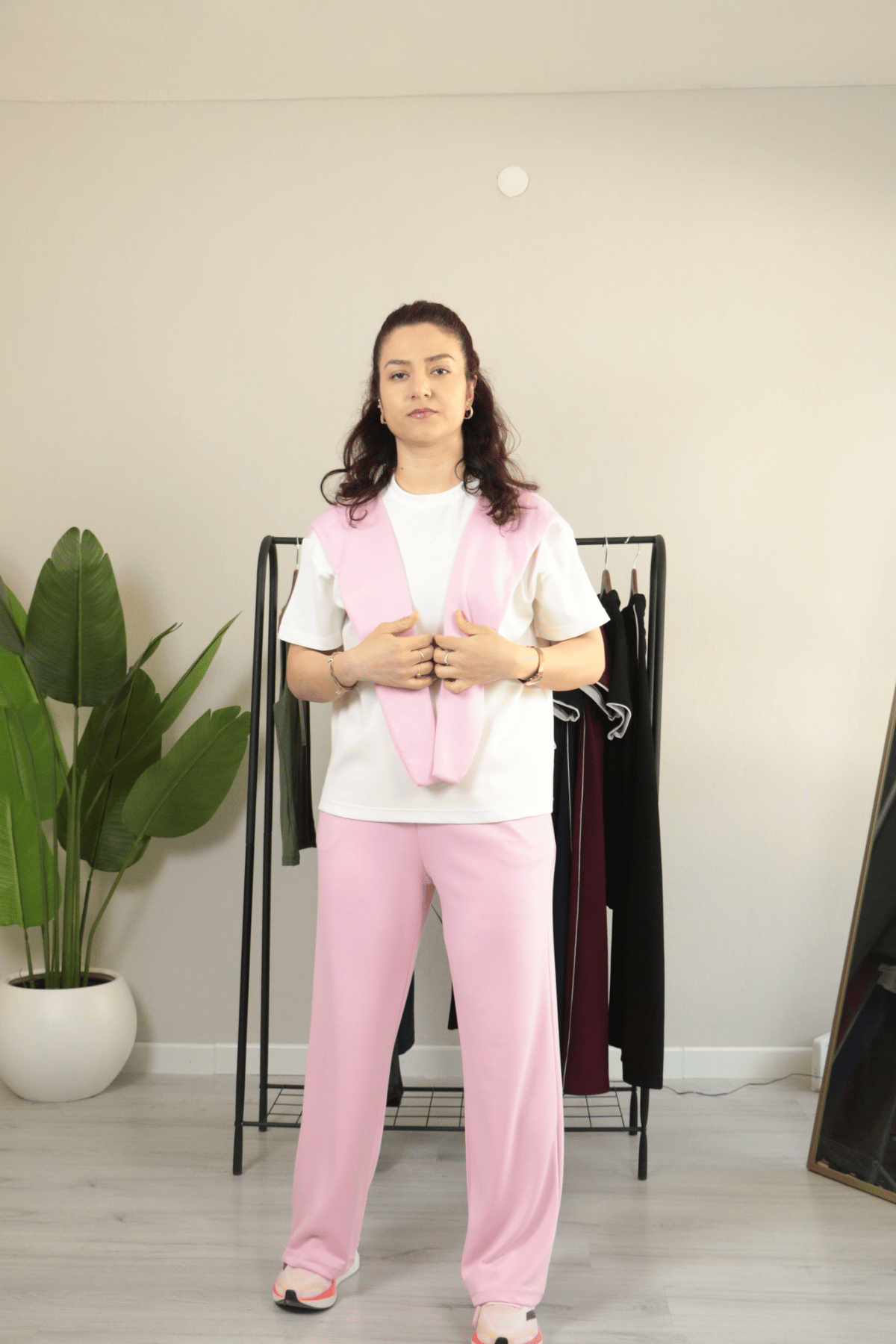 Şal Detaylı Modal Rahat Kesim Alt Üst Takım L - pembe