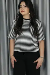 Premium Seri Tshirt S - siyah çizgili