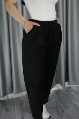 Kadın Modal Krep Kumaş Havuç Pantolon M - siyah