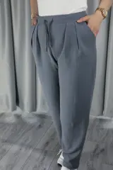 Kadın Modal Krep Kumaş Havuç Pantolon M - füme